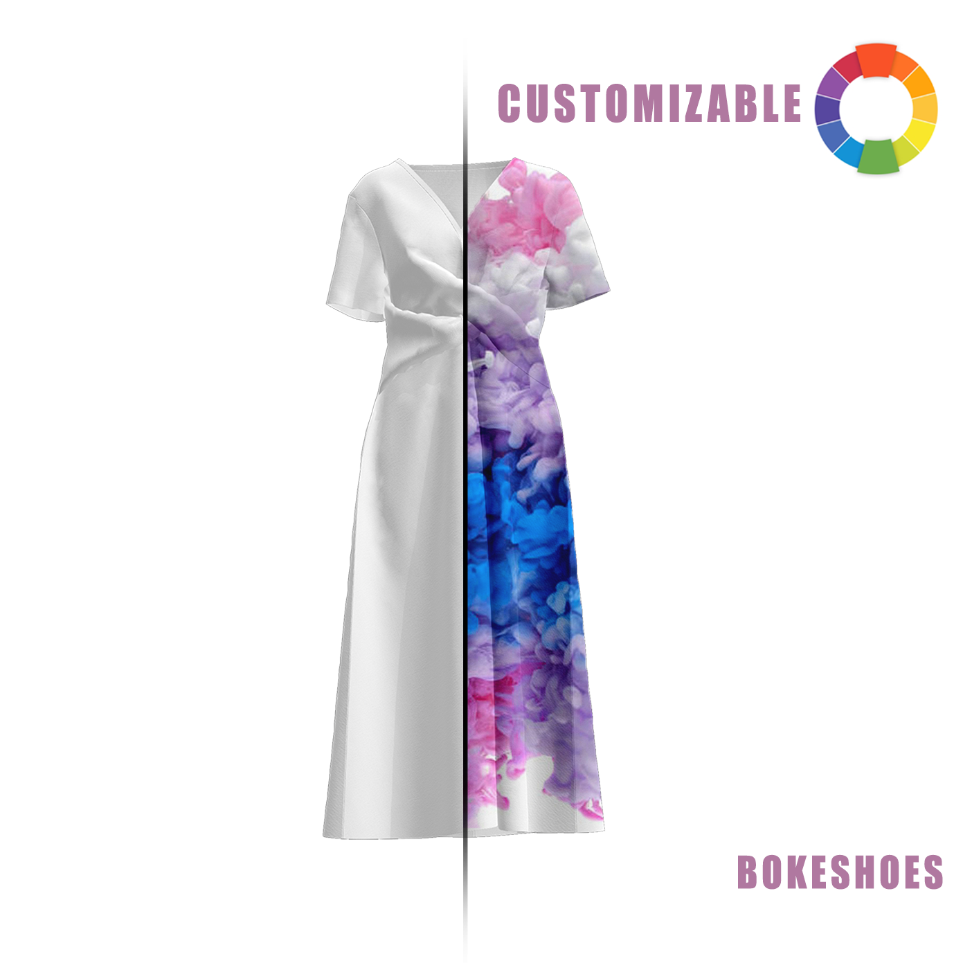 Design Your Own Women's long - style V - neck slimming dress
