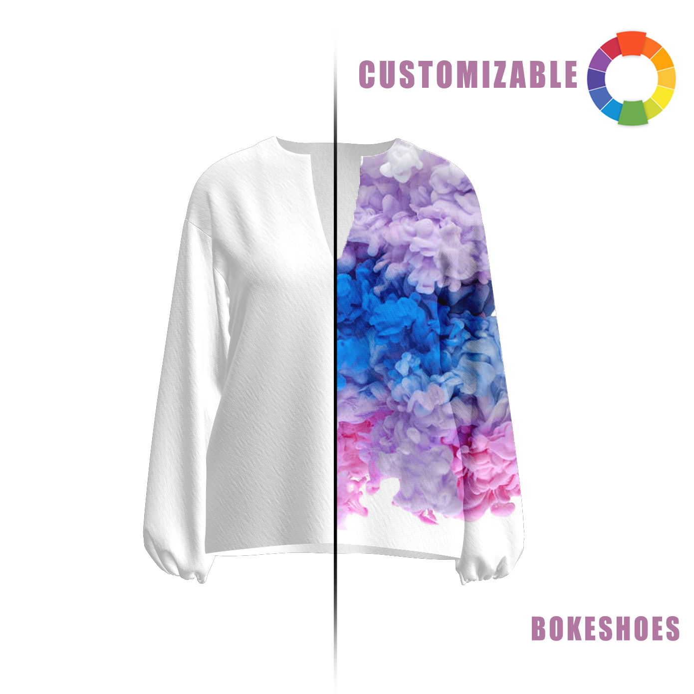 Design Your Own Silk V - neck long - sleeved blouse
