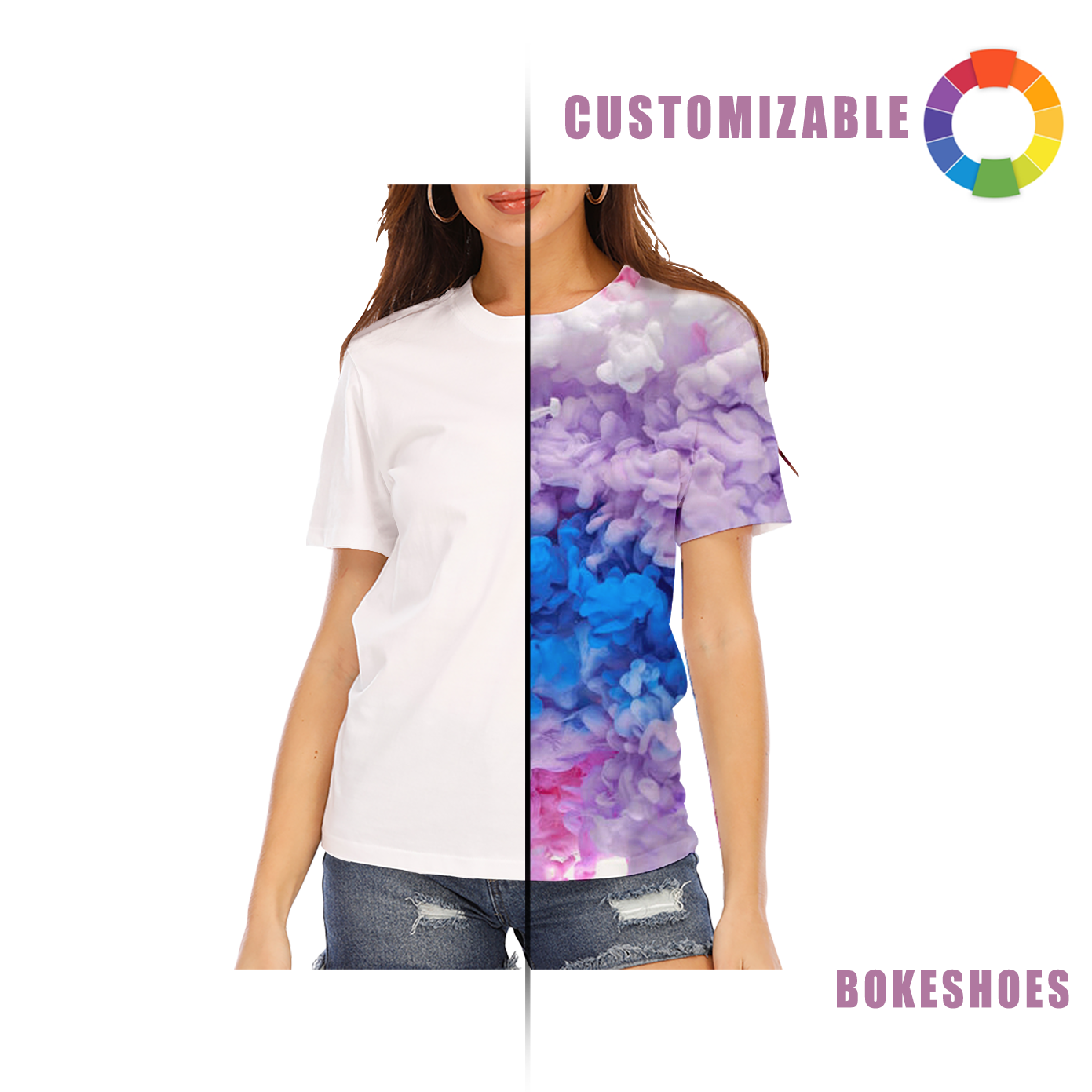 Design Your Own Ladies' short - sleeved round - neck fitted T - shirt