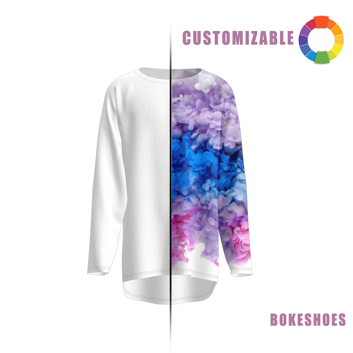 Ladies' round-neck loose long-sleeved T-shirts