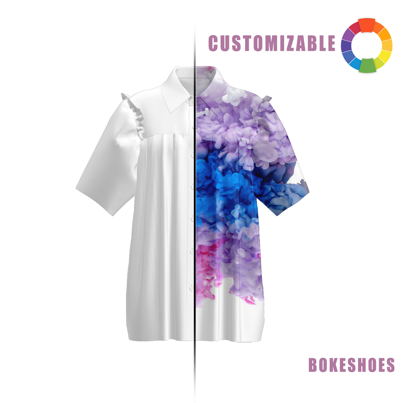 Design Your Own Women’s Ruffled Sleeve Collared Shirt