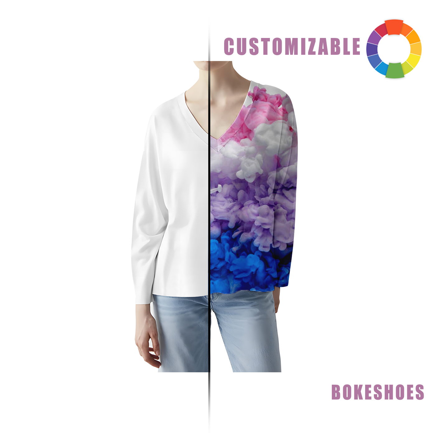 Design Your Own Versatile Comfortable V Neck T-Shirt for Women