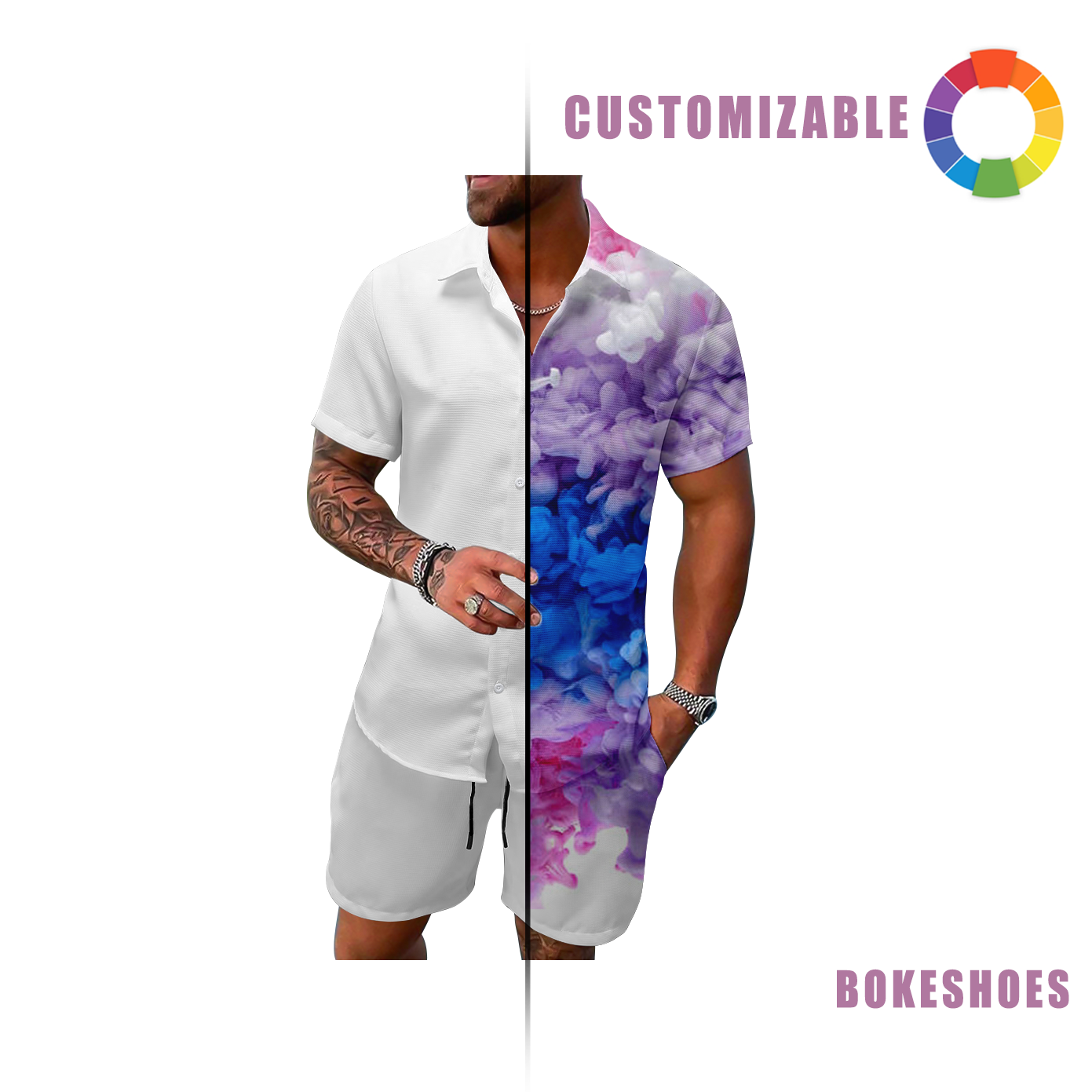 Design Your Own Men's waffle-knit short-sleeve shirt and shorts set