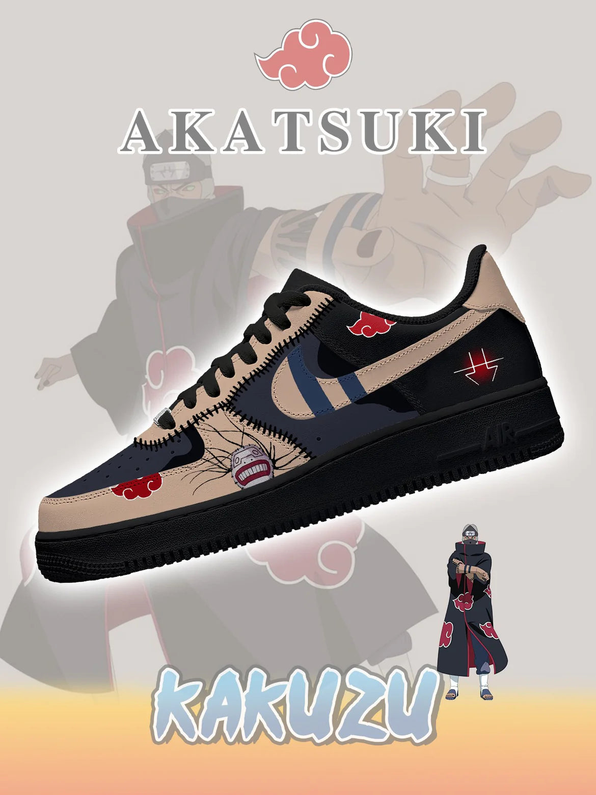 Akatsuki Kakuzu No.3 Custom Low Sneakers