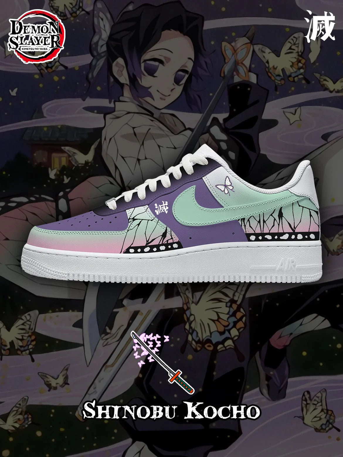 (In Stock)Demon Slayer Series-4 Air Force Low - Top Shoes