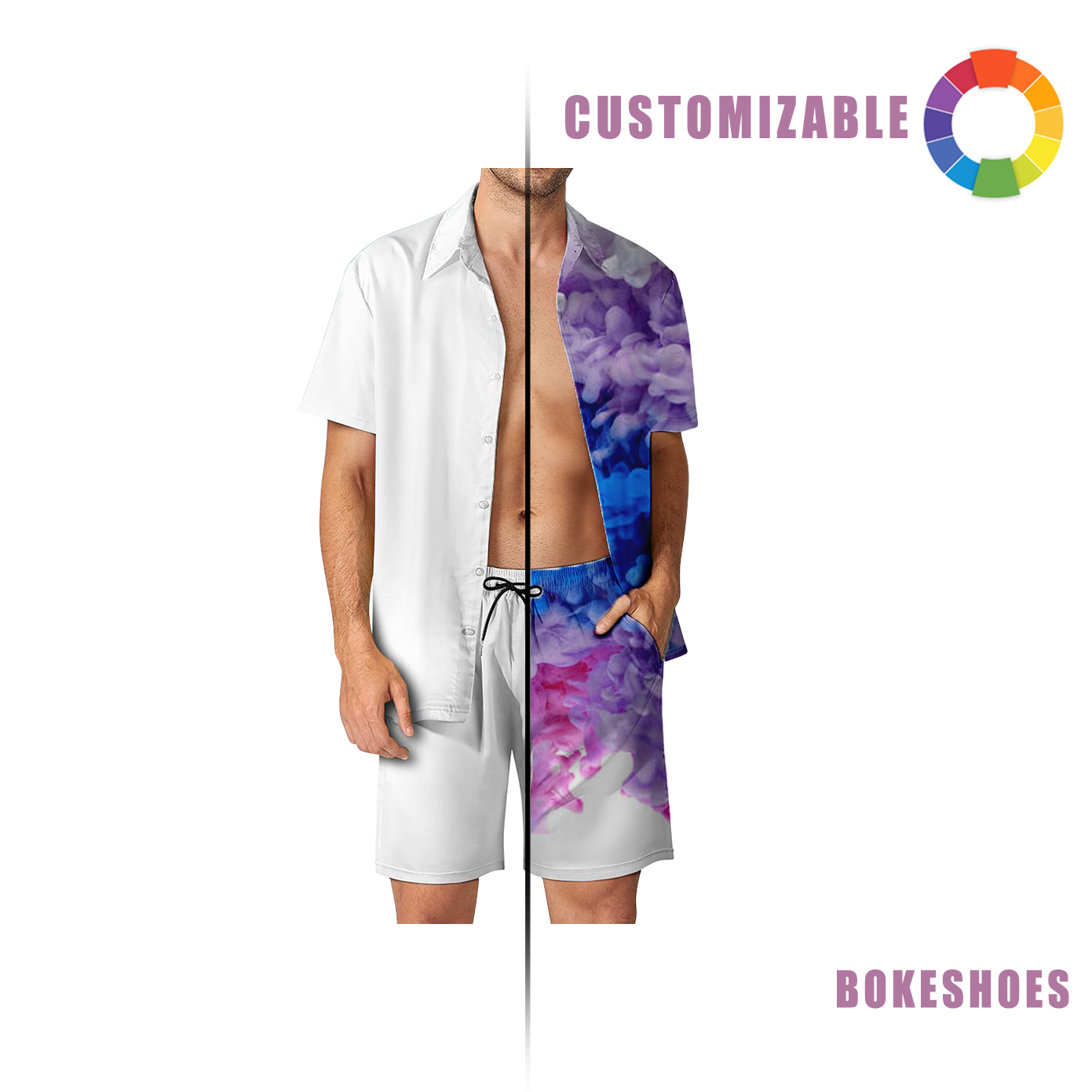 Design Your Own Men’s Breathable Comfort Short Sleeve Shirt Set