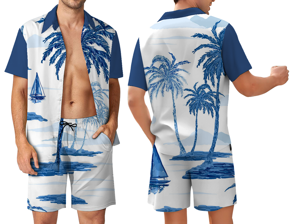 Design Your Own Men’s Breathable Comfort Short Sleeve Shirt Set