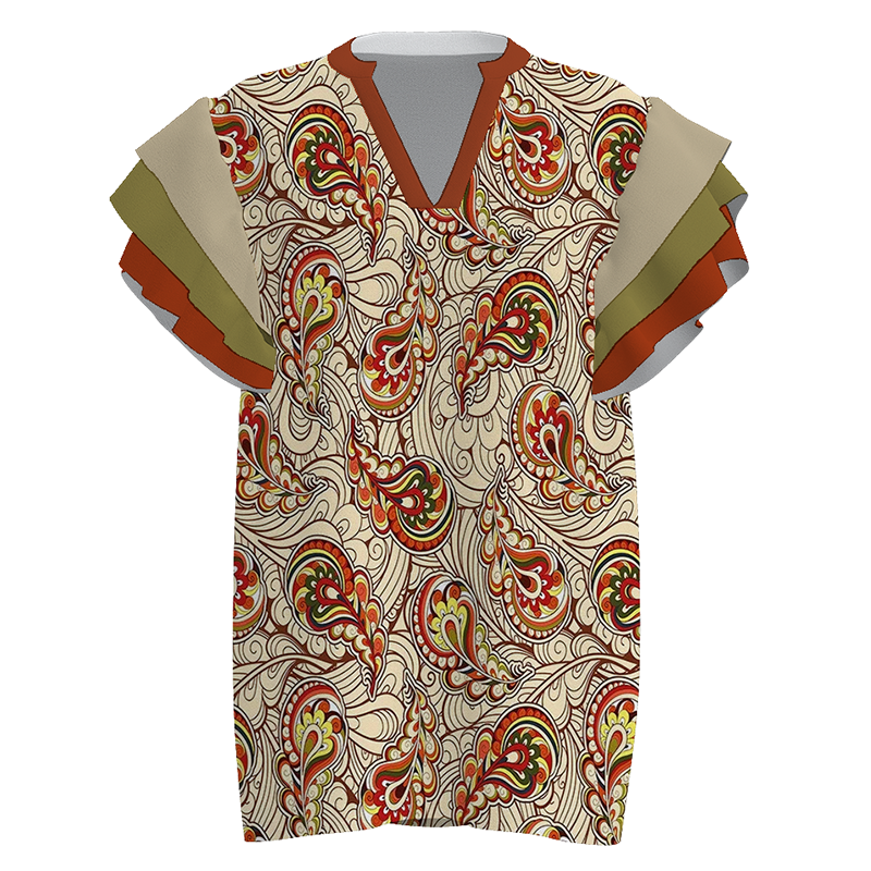 Design Your Own Women’s Ruffled Sleeve V-Neck Top