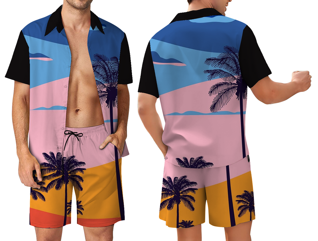 Design Your Own Men’s Breathable Comfort Short Sleeve Shirt Set