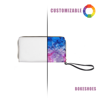 A long wallet with customizable patterns