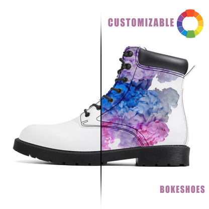 Custom classic knee-high leather boots,Any pattern can be printed