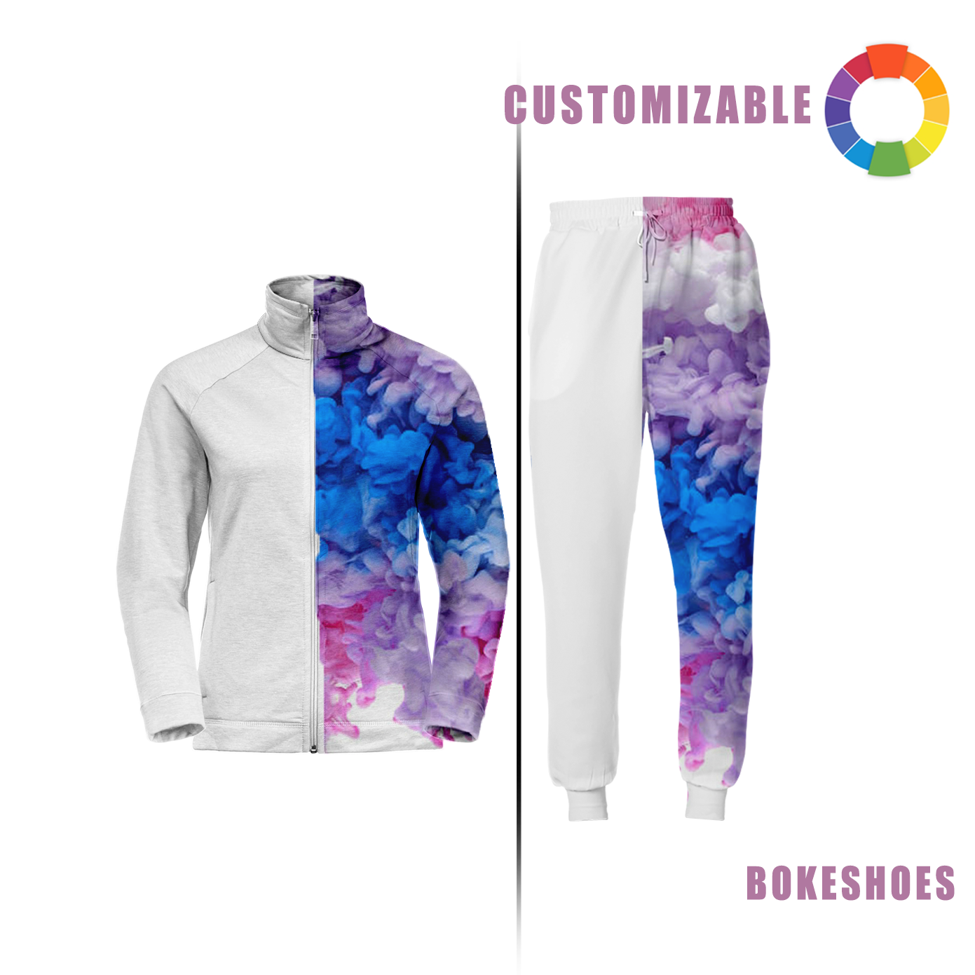 Custom Men's stand-up collar zippered sports sweatshirt sets | Any pattern can be printed