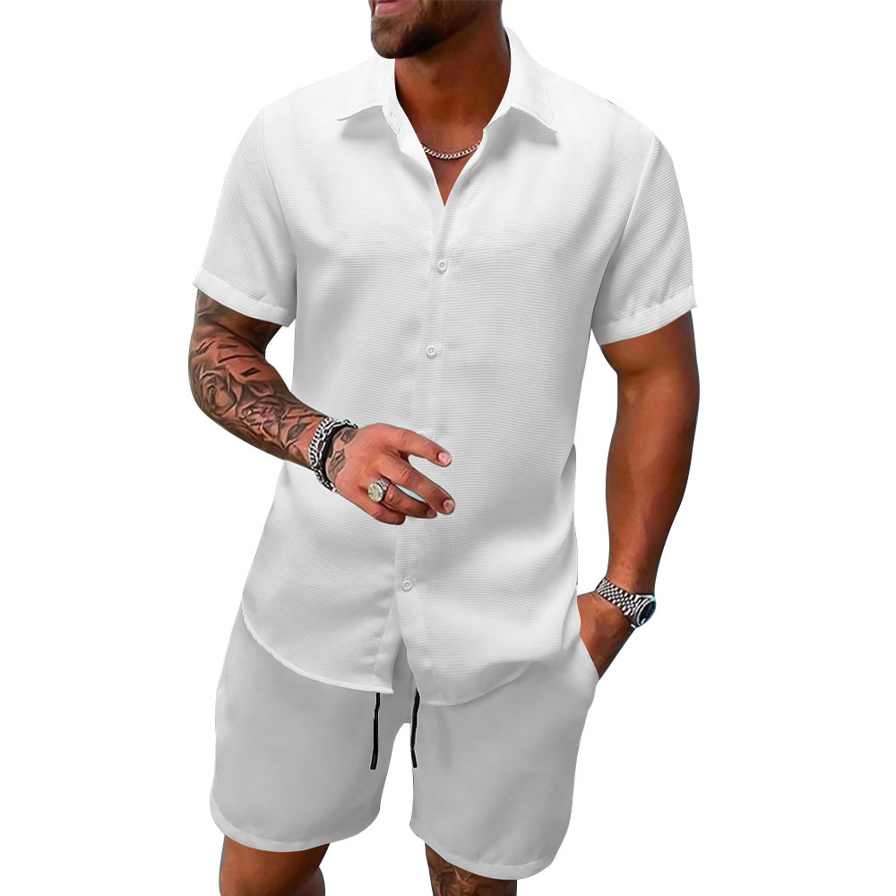 Design Your Own Men's waffle-knit short-sleeve shirt and shorts set