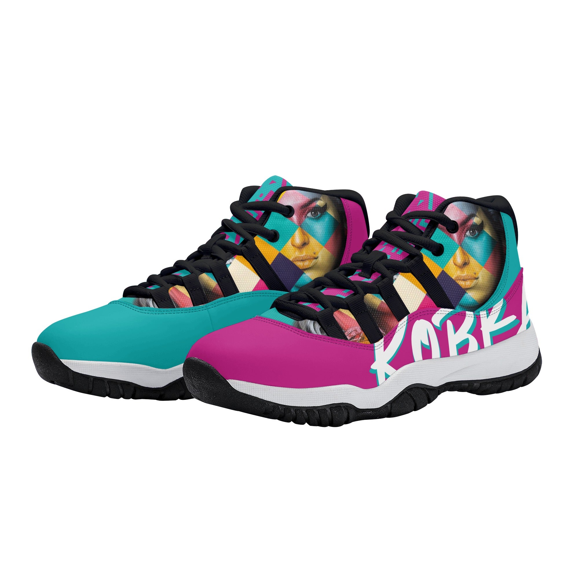 New High - Top Retro Basketball Shoes with 4 Webbing Straps