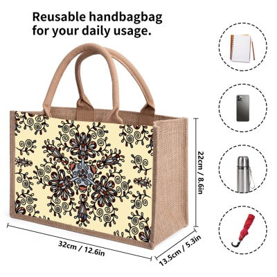 Boho - Print Jute Tote Bag