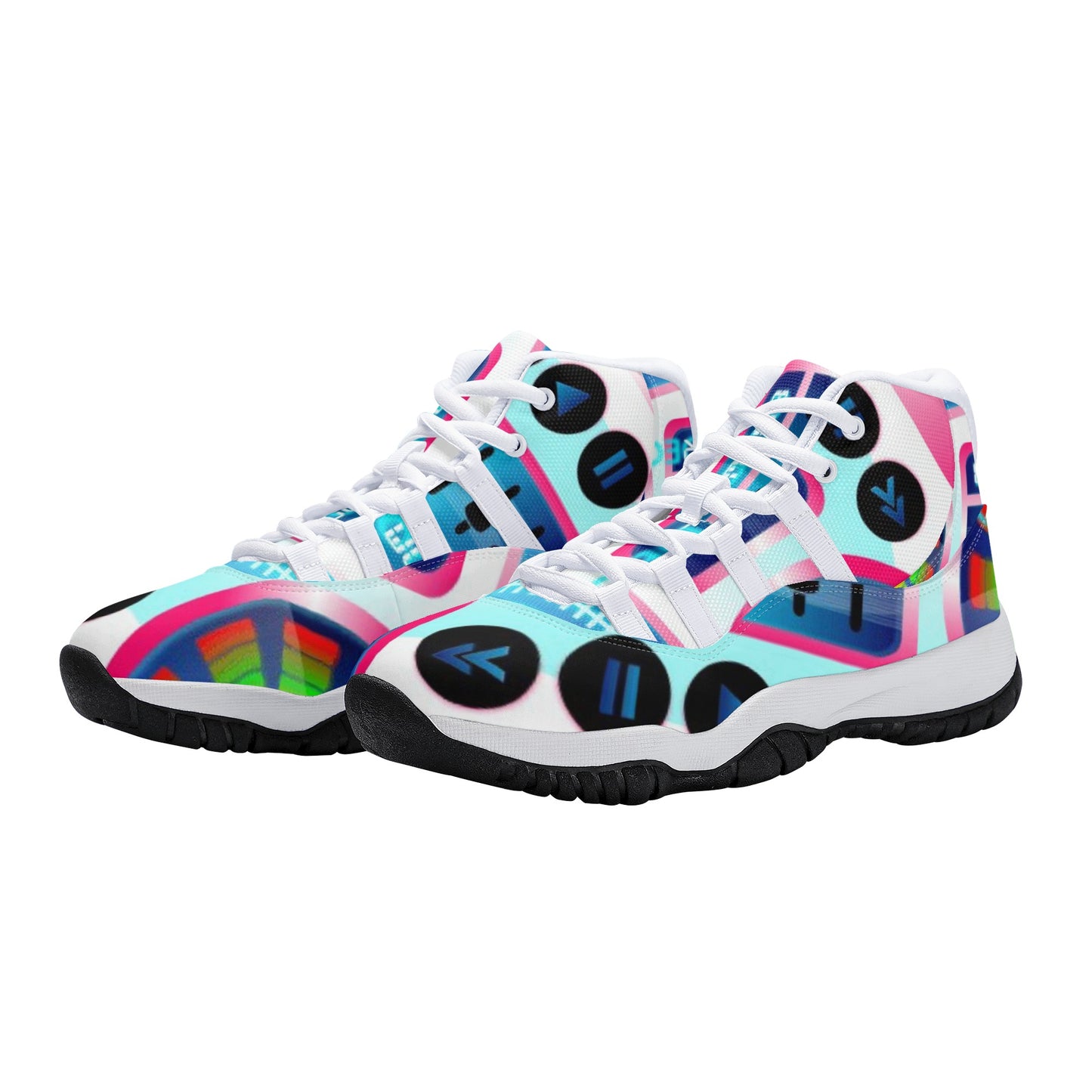 New High - Top Retro Basketball Shoes with 4 Webbing Straps