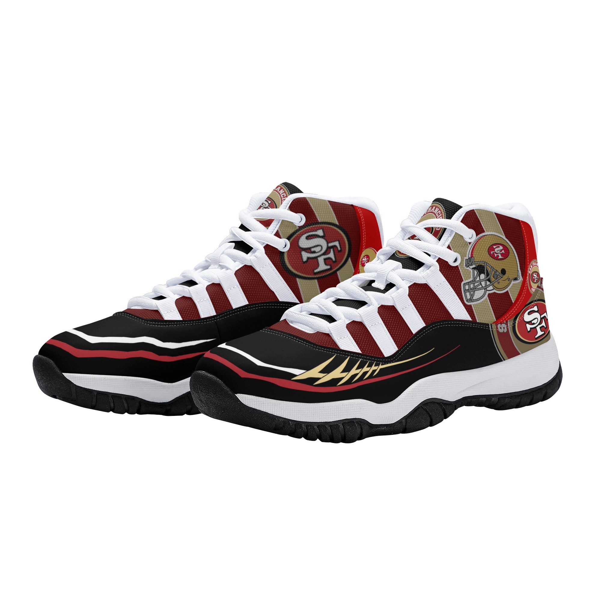 New High - Top Retro Basketball Shoes with 4 Webbing Straps