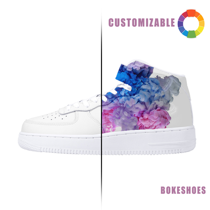 High-top shoes with thick soles and hook-and-loop fasteners for custom fit and comfort