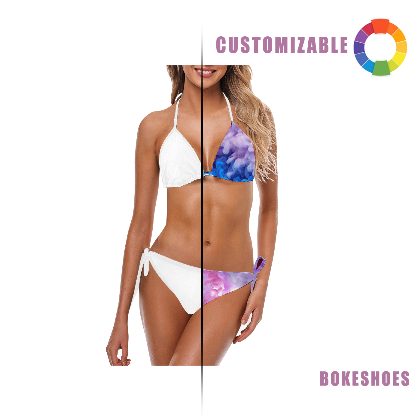 Bikini swimwear with customizable patterns