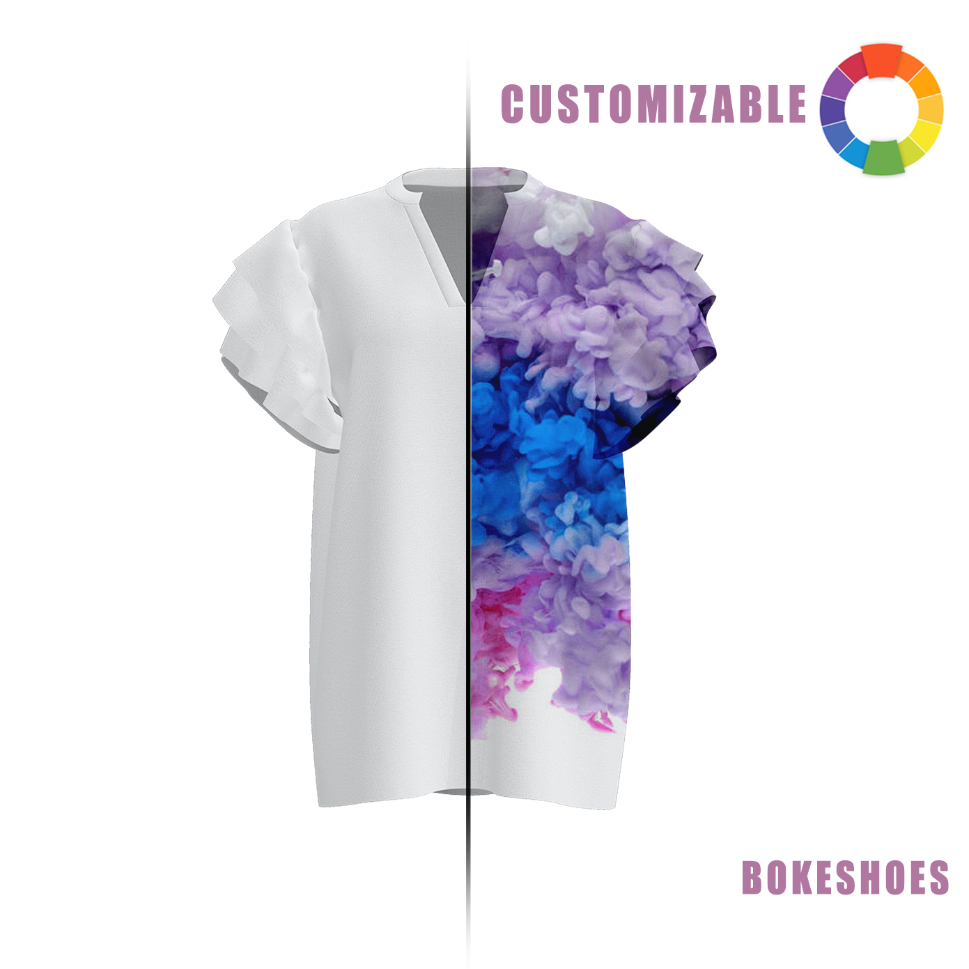Design Your Own Women’s Ruffled Sleeve V-Neck Top