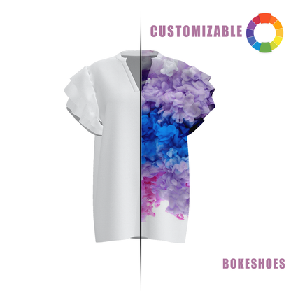 Design Your Own Women’s Ruffled Sleeve V-Neck Top