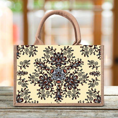 Boho - Print Jute Tote Bag