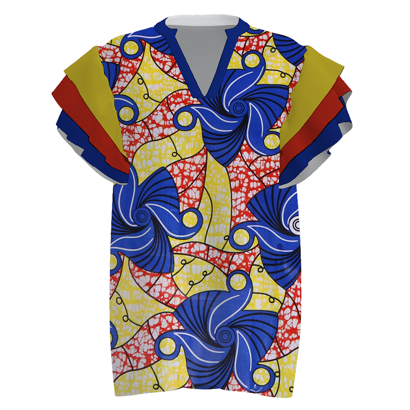 Design Your Own Women’s Ruffled Sleeve V-Neck Top