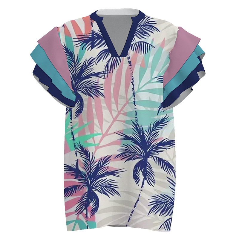 Design Your Own Women’s Ruffled Sleeve V-Neck Top