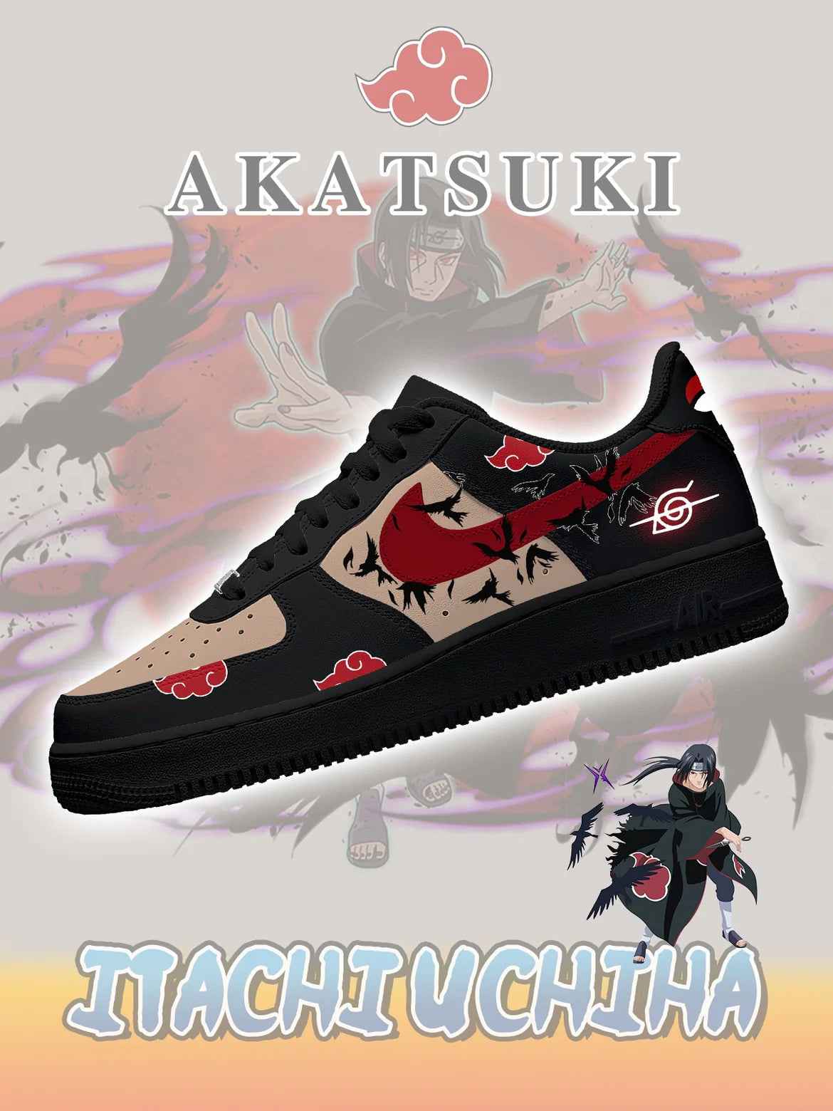 Akatsuki Itachi Uchiha No.6 Custom Low Sneakers