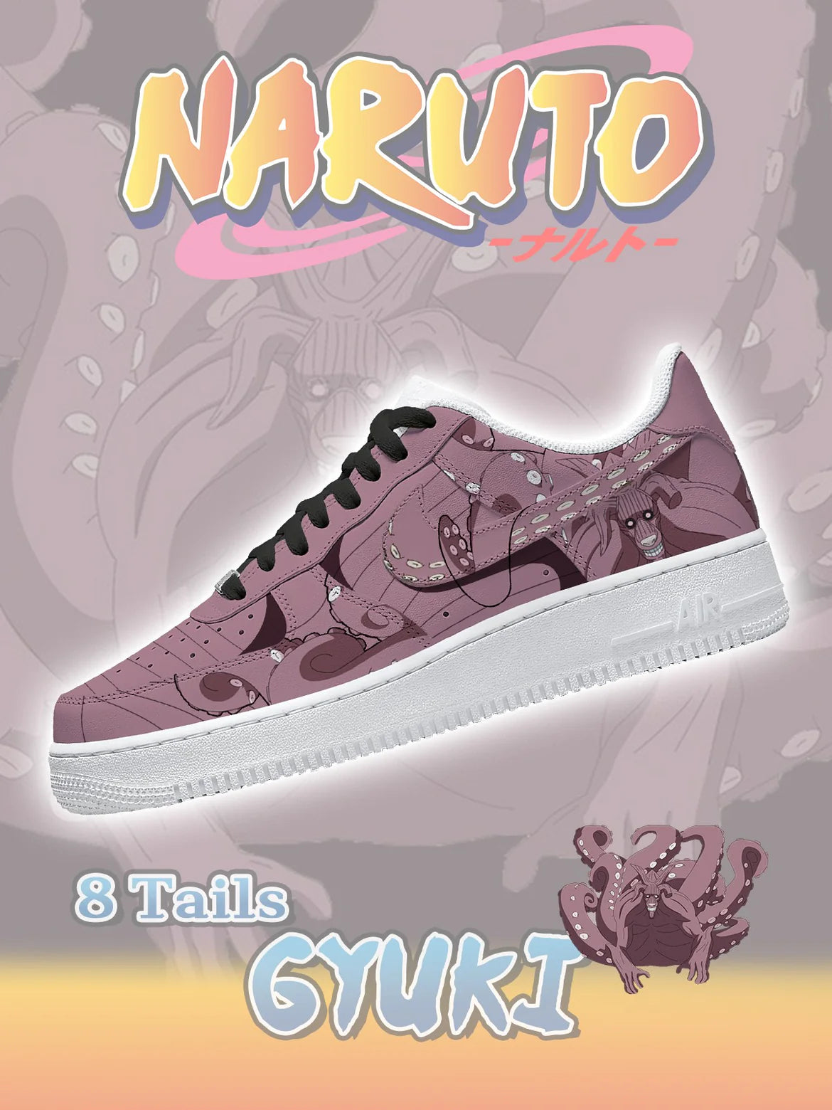 Eight-Tails Gyuki Tailed Beasts Custom Low Sneakers