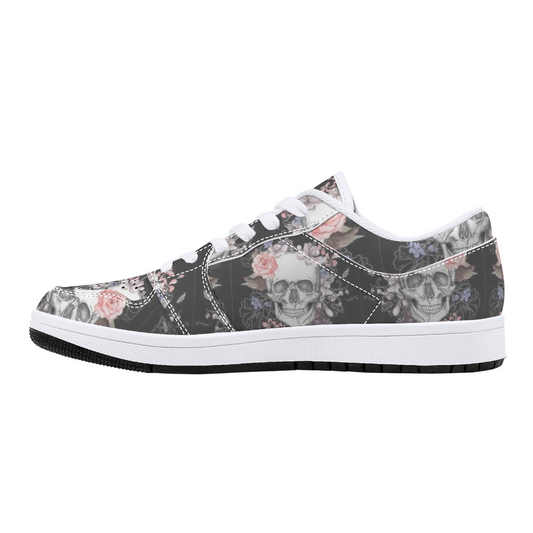 Floral Skull Low - Top Canvas Shoes