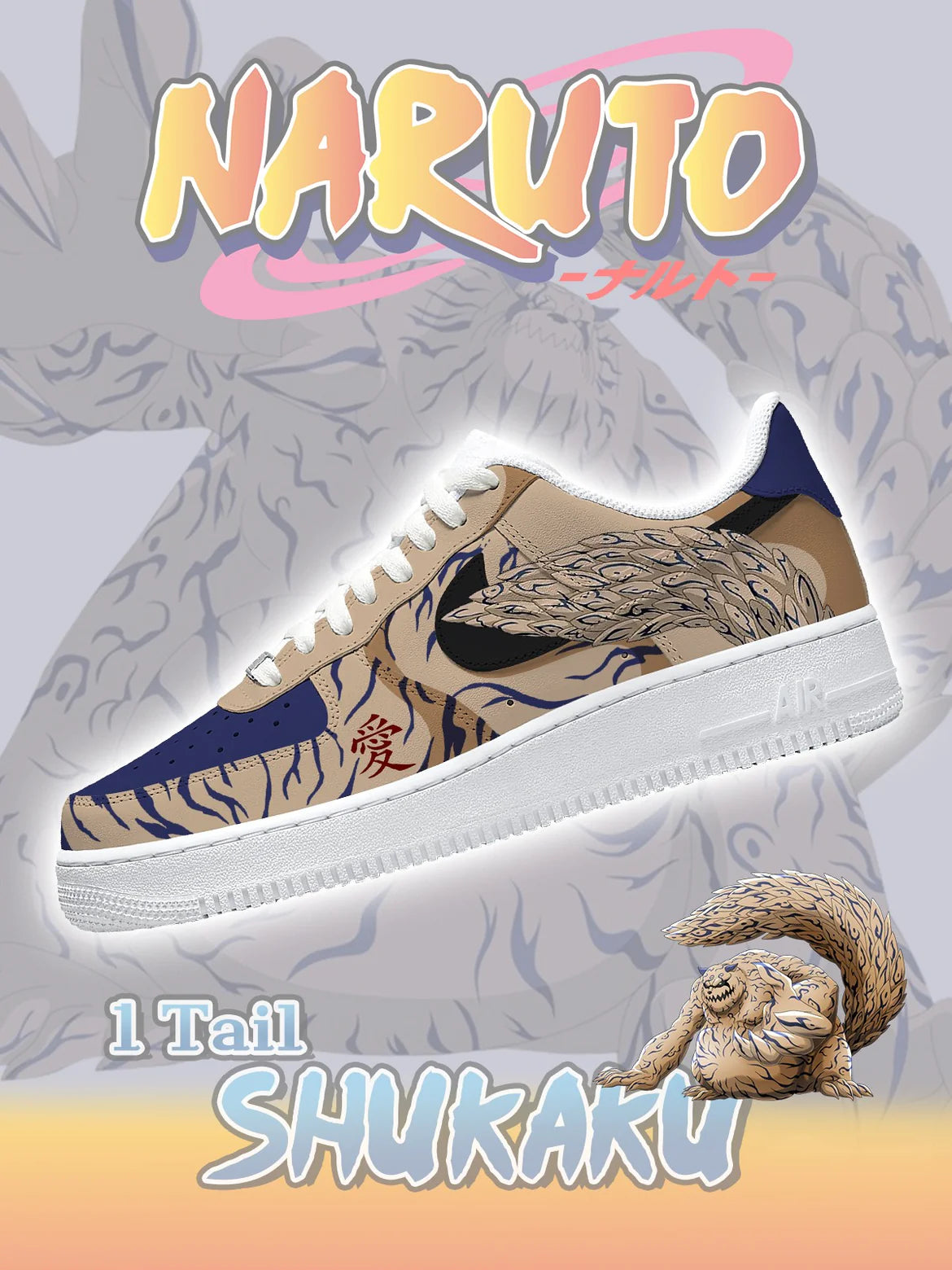 One-Tail Shukaku Tailed Beasts Custom Low Sneakers
