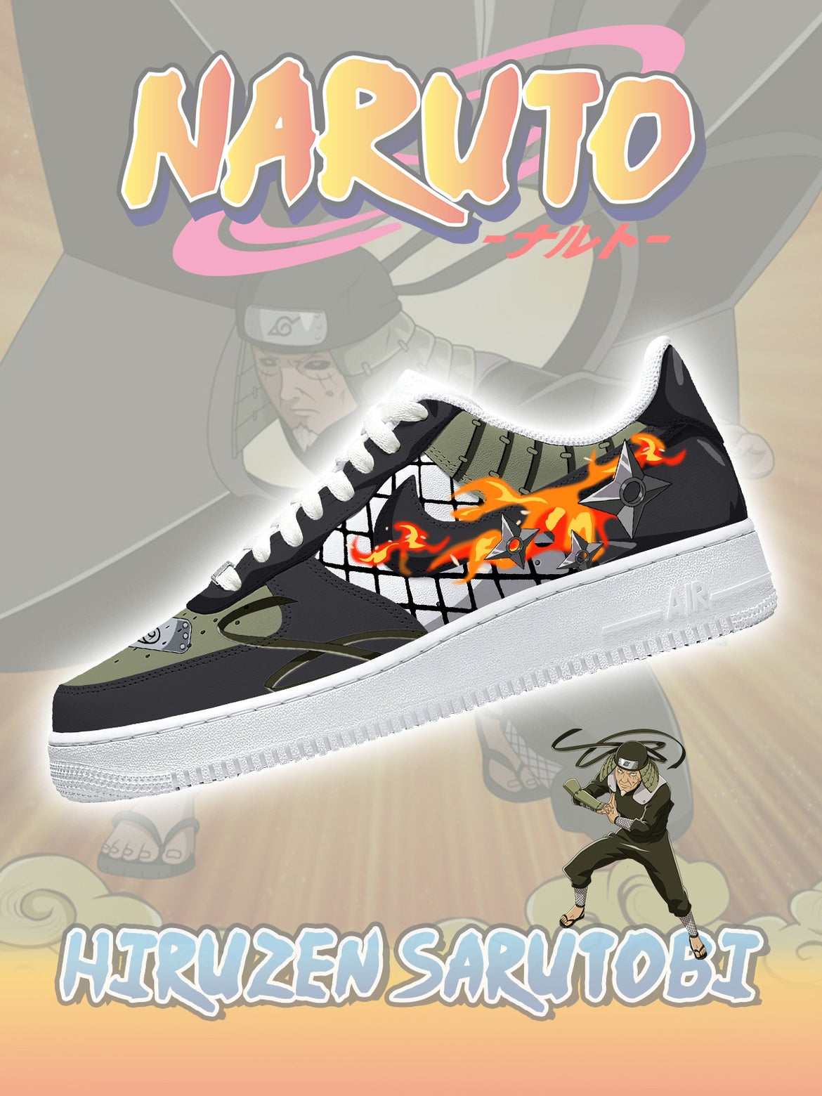 Third Hokage Hiruzen Sarutobi Custom Low Sneakers