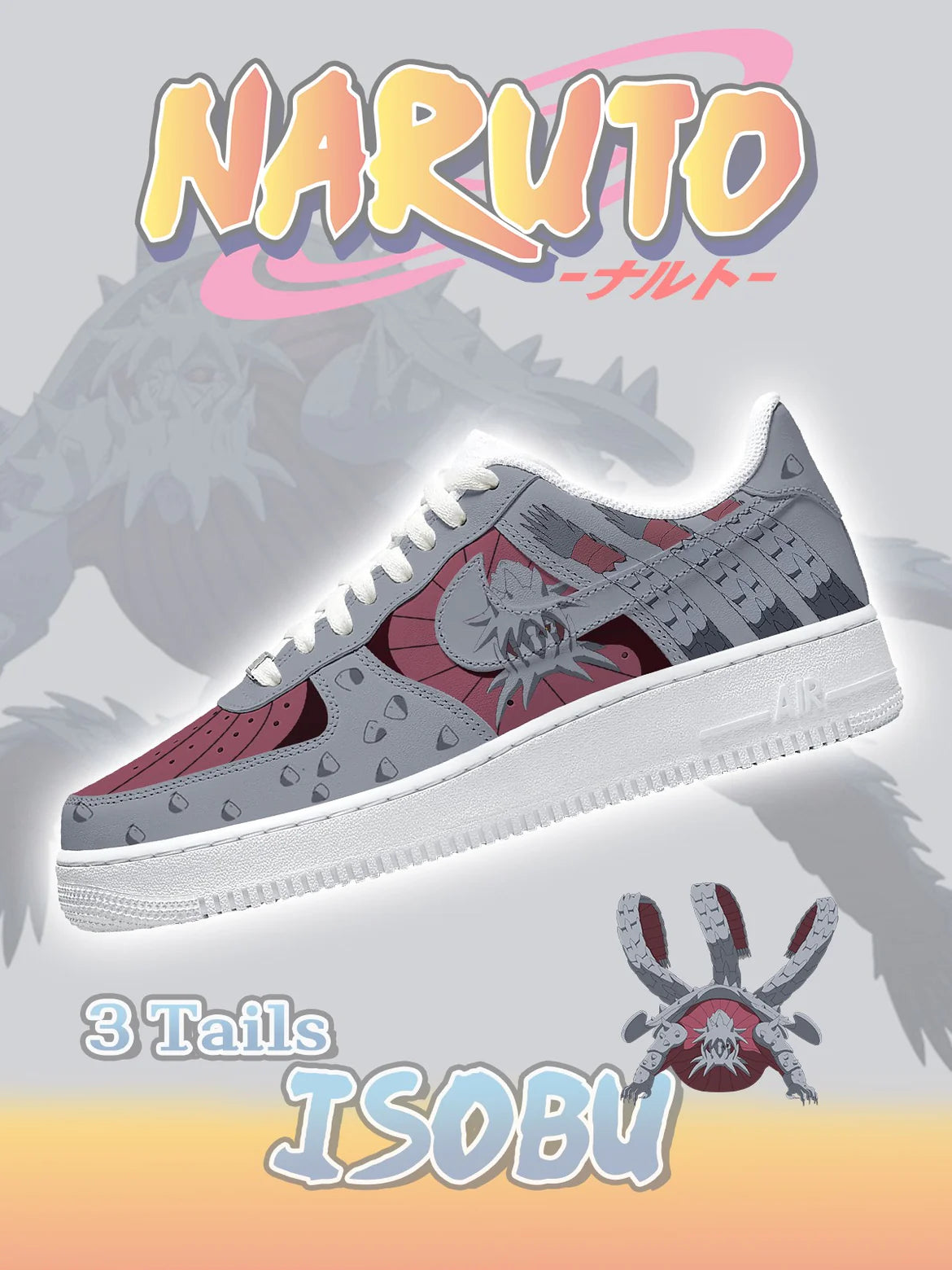 Three-Tails Isobu Tailed Beasts Custom Low Sneakers
