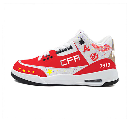 Red air-cushioned shoes